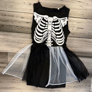 Black Skeleton Tulle Kids Costume Dress